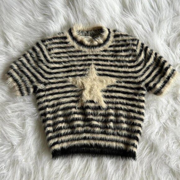 Fuzzy Striped Crop Top - Picture 1 of 4